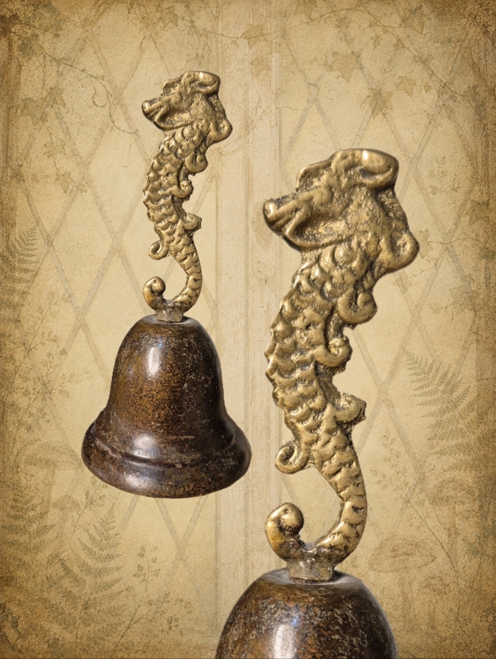 Way Up High 🌤 🧚‍♂️ Vintage Brass Dragon Handle Collector Bell Bronze